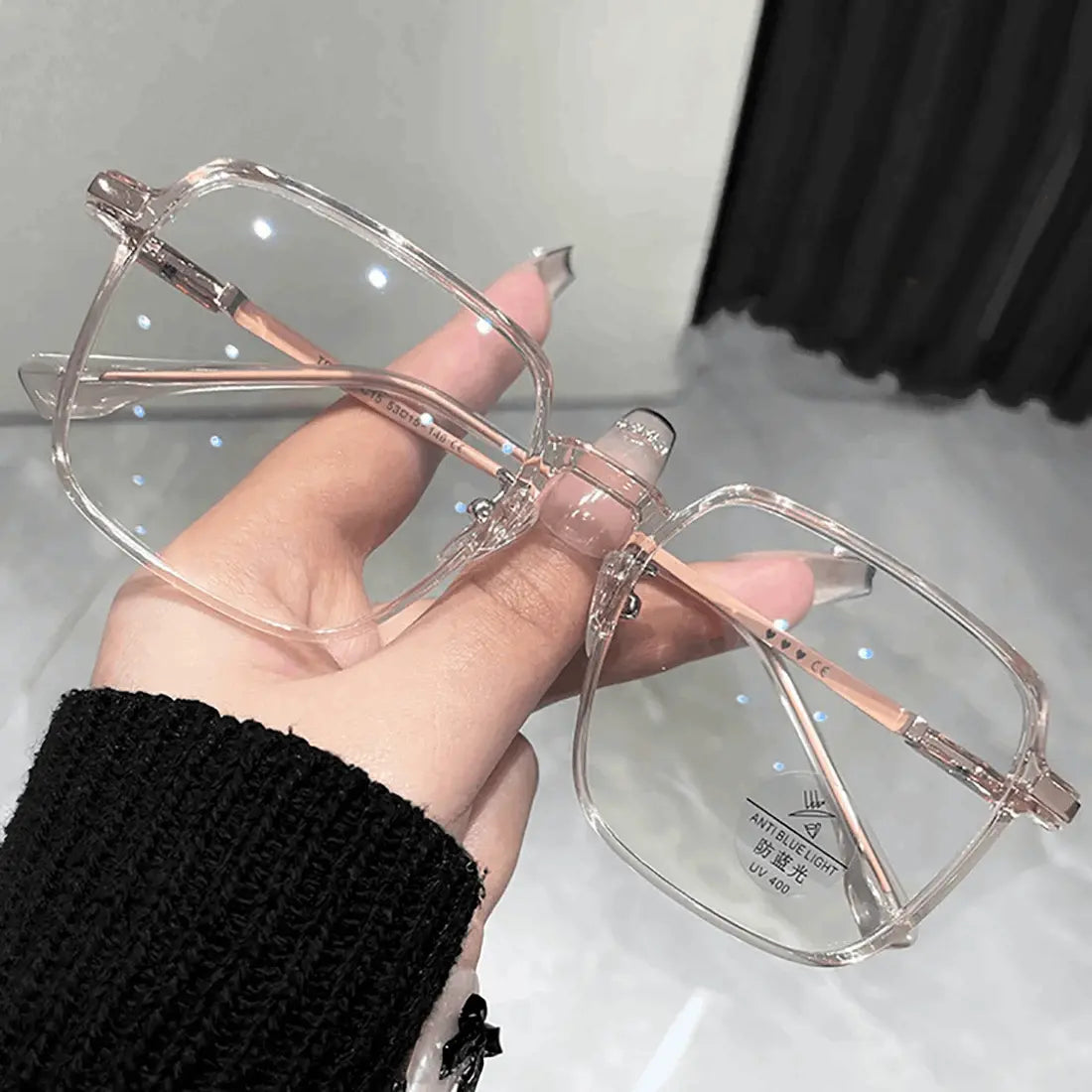 Óculos Anti Luz Azul Quadrados Leves em Metal Transparente