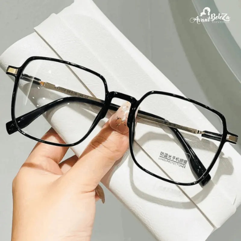 Óculos Anti Luz Azul Quadrados Leves em Metal Transparente